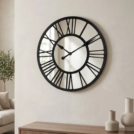 Roman Numeral Mirror Wall Clock (1/2)