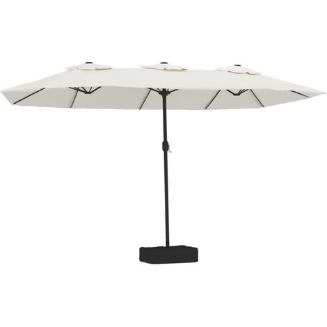 Ombrellone da giardino a doppia testa con illuminazione a LED per creare un'atmosfera accogliente 449 x 265 x 245 cm in poliestere color sabbia 020047379