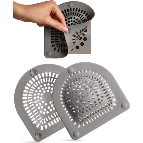 Attrape-cheveux pour bonde de douche Kitsch – Filtre d'évacuation d'évier – Gris  Évite les bouchons, couvre-bonde de douche, couvre-bonde de baignoire et de douche, durable et facile à nettoyer (1/5)