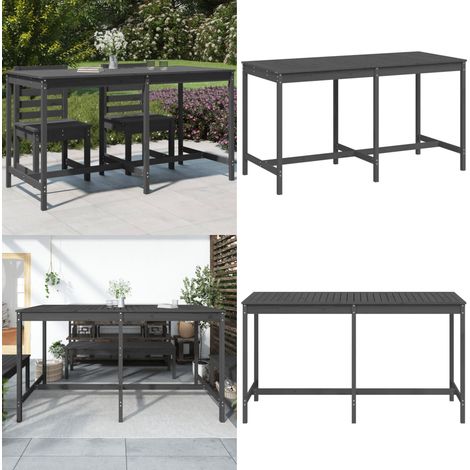 Table de jardin gris 203,5x90x110 cm bois massif de pin - Table De Jardin - Table Extérieure - Mobilier De Jardin - Table En Bois - Table Ronde - Home & Living (1/5)