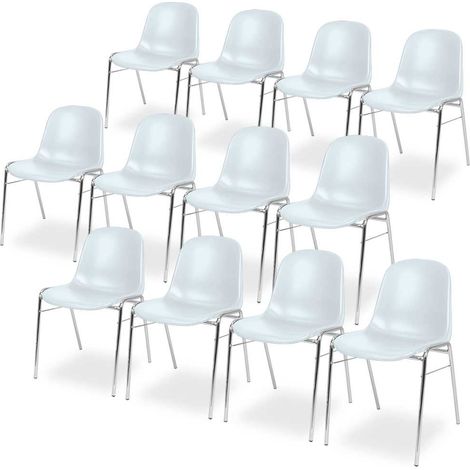 BRB 12 Kunststoffschalenstühle, verchromtes Untergestell, BxTxH 495x520x770 mm (weiß)