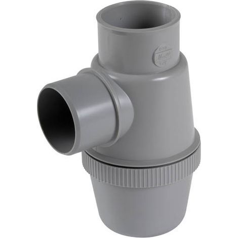 Nicoll – Siphon de lavabo disconnecteur PVC gris vertical – Femelle – Ø 50 mm – Fixation à coller pour espaces confinés (1/7)