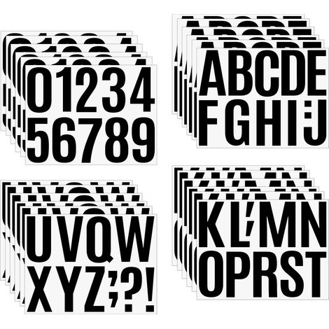 24 Feuilles Lettres Autocollantes,10 cm Imperméable Lettres Adhesives,Chiffres Adhesifs Utilisé pour Marquer les Numéros D'adresse des Fenêtres et Des Portes(Noir) (1/5)
