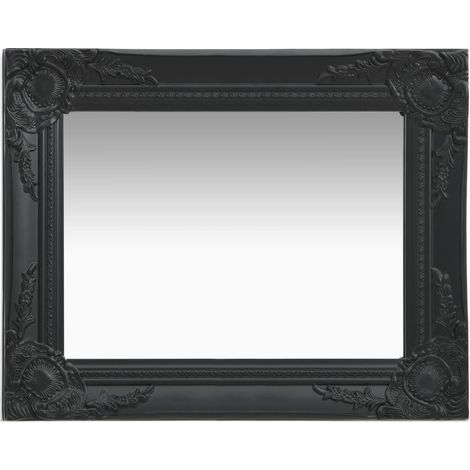 Espejo de pared rectangular estilo barroco 50x40 cm Negro DEC022853