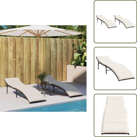 The Living Store Sonnenliegen 2 Stk. mit Auflagen Braun Poly Rattan - Sonnenliegen - Gartenmöbel - Outdoor-Möbel - Lounge Chair - Relaxsessel (1/5)