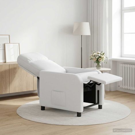 vidaXL Poltrona reclinabile Bianco Tessuto (1/5)