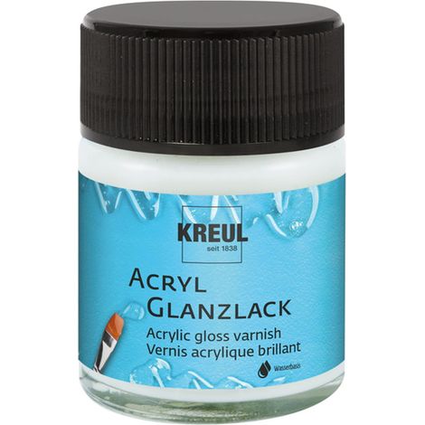 Laque acrylique claire et brillante 50 ml pot en verre Laque de finition et de protection à base d'eau pour objets peints entièrement secs, Glossy Transparent (1/2)