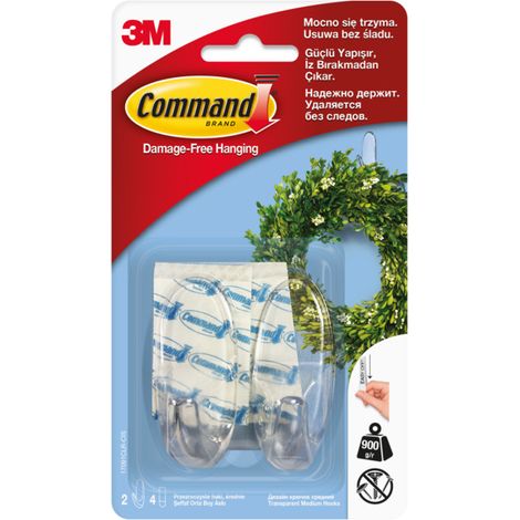 Juego de 2 ganchos adhesivos ovalados, COMMAND, transparentes 0,9 kg COMMAND (1/5)