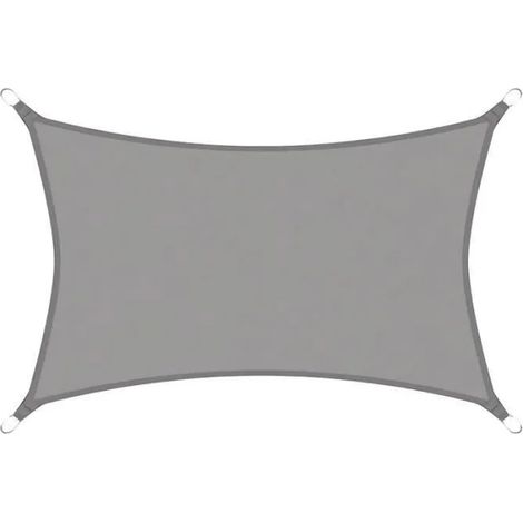 Voile d’Ombrage Rectangulaire 3x4 m – Toile de Parasol EGSII, Imperméable et Anti-UV – Gris gris VOILE D'OMBRAGE (1/4)