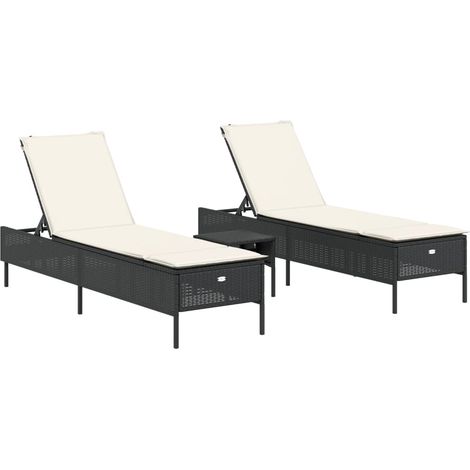Maison Exclusive - 3-tlg. Sonnenliegen-Set mit Auflage Schwarz Po