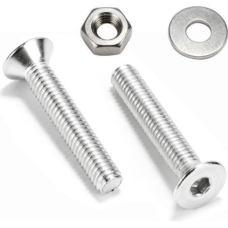 Lot de 20 vis M6 x 35 mm - Vis à tête fraisée et écrous - En acier inoxydable - Assortiment de vis de machine avec rondelles et écrou (1/5)