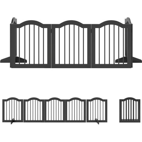 Barrière pour chien autoportante avec pieds, pliable, 5 panneaux, 261,5 x 29,5 x 61 cm, noire Ce produit est fabriqué av (1/5)
