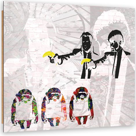 Quadro deco panel, Banksy Pulp Fiction and Monkeys - 50x50 (1/5)