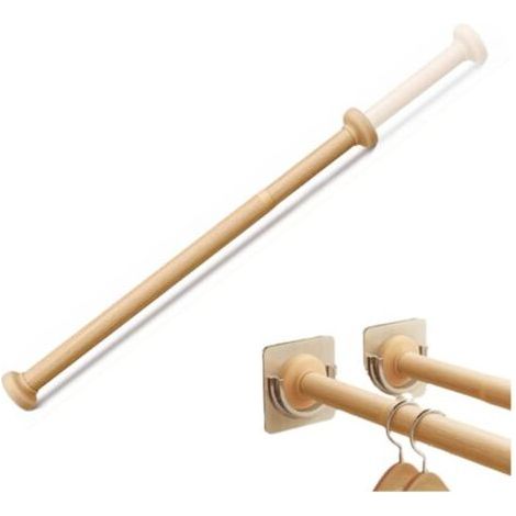 FENOPLASTICATringles de placard réglables en imitation bois pour suspendre les vêtements, sans perforation, pour armoire, salle de bain, buanderie (50-80cm) (1/5)
