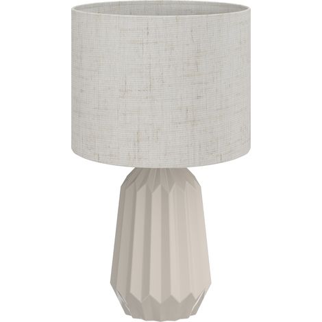 Lampada da tavolo in ceramica con paralume in lino beige 22 x 22 x 39 cm HOMVRA (1/5)