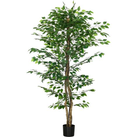 HOMCOM Pianta di Ficus Artificiale da 180 cm per Interni Verde