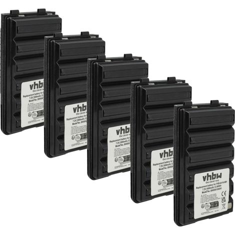vhbw 5x Akku kompatibel mit Yaesu Vertex VX-120, VX-110, FT-60E, FT60R, VX120, FT-60R, VX110, VX-127 Funkgerät, Walkie Talkie (1800 mAh, 7,2 V, NiMH)