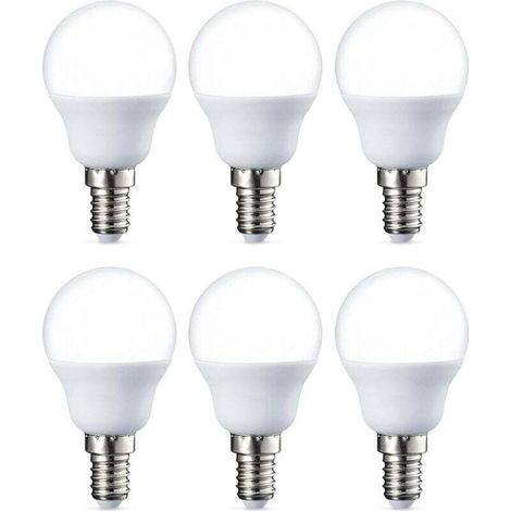 Lot de 6 petites ampoules LED rondes G45 Culot Edison à vis E14 5 W (équivalent 40 W) Blanc chaud Intensité non variable [Classe énergétique F]