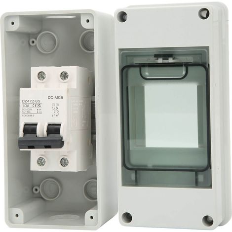Disjoncteur CC 2P 10A IP65 étanche, interrupteur sectionneur CC miniature avec boîtier pour panneaux photovoltaïques 1000 V (1/5)