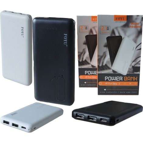 Batterie Externe 12 000 Mah, 2 Ports Usb, Batterie De Secours Supplémentaire 2,1 A, Type C, Fo-6900 (1/5)