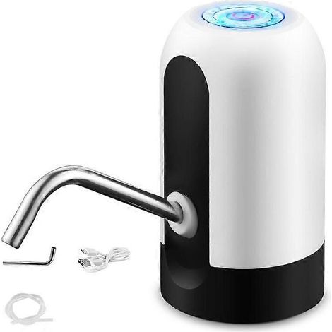 Distributeur d'eau automatique blanc, bouteille rechargeable, pompe à eau sans fil électrique à pompage rapide, distributeur universel pour bouteilles de 4 litres. (1/5)