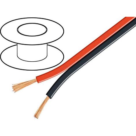 100m de Cable de haut parleurs - 2x4mm2 CCA noir et rouge