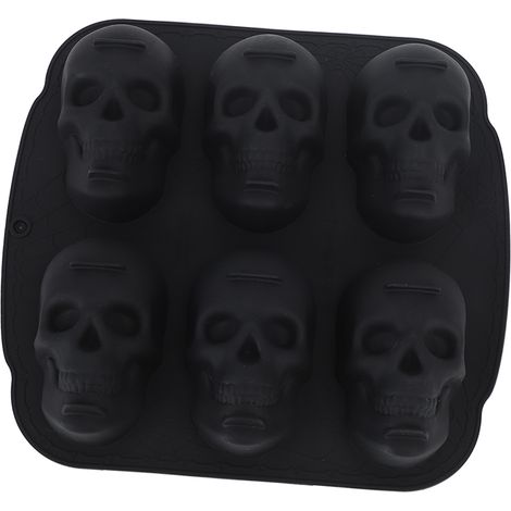 Totenkopf-Backform aus weichem Silikon, Halloween-Skelettkopf-Kuchenform für Kuchen, Kekse, Schokolade, Süßigkeiten und Eis (1/5)