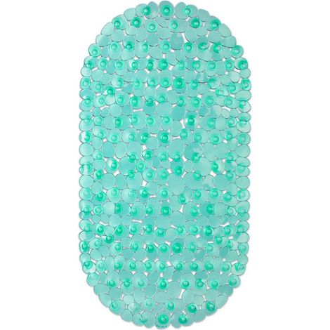 Relaxdays tapis de bain aspect rocheux, 68 x 35,5 cm, lavable, support de baignoire antidérapant, ventouses, vert (1/4)