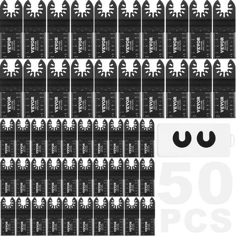 VEVOR Set di Lame per Utensili Oscillanti 50 Pezzi in HCS Kit di Lame Multifunzione 50 Pezzi Sostituibili per Utensili Oscillanti per Taglio di Metallo Legno, Lame Oscillanti in Acciaio ad Alto Tenore (1/5)