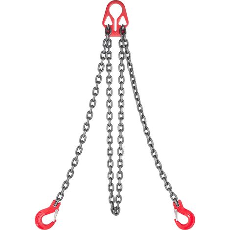 VEVOR Elingue Chaine de Levage a 2 Brins avec Crochets, 8 mm x 3 m, Capacite Charge 3,17 t, Chaine de Levage Robuste Acier Allie G80, pour Chantier de Construction, Usines, Entrepots, Quais, Ferme