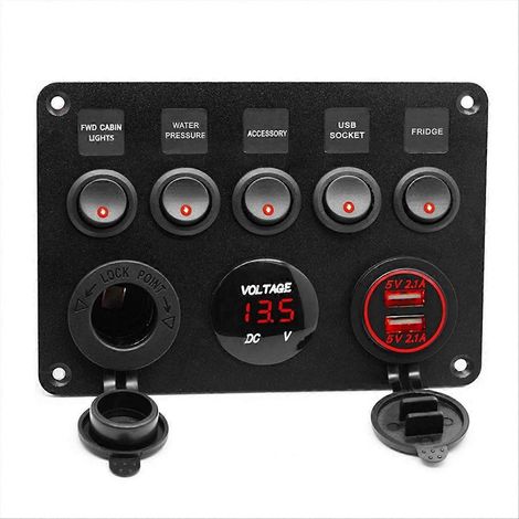 Wasserdichte Marine-Schalttafel mit grünem Digitalvoltmeter für Boot und Auto (1/5)