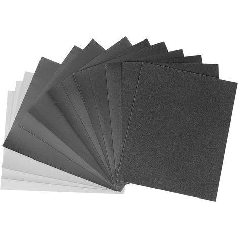 Set de Papier Abrasif 400-3000 Grains, 12 Pièces 23 x 28cm Papier Abrasif Résistant à l'Eau pour Voitures Métaux Murs Bois Meubles, Polissage Humide et Sec Papier de Verre (1/5)