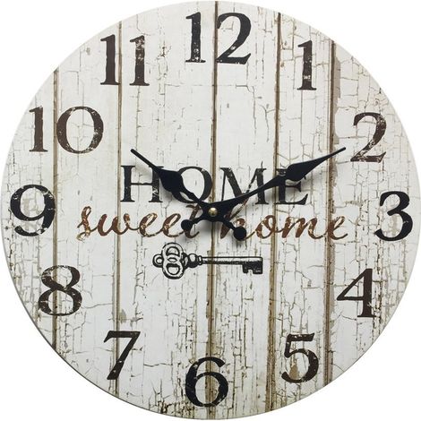 Rebecca Mobili Orologio da Parete Decorazione Legno Bianco Shabby 33,8x33,8x4