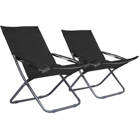 vidaXL Sillas plegables, 2 unidades, tela negra (1/5)