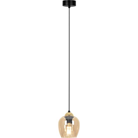 Lampe suspension noire verre ambre doré E27 TULA Kaja (1/5)