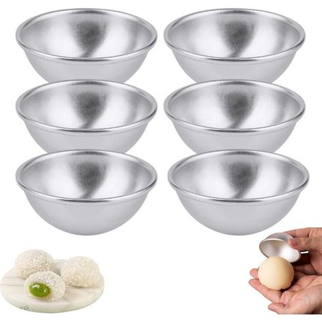 Set da 6 pezzi: stampo per torta semicircolare, stampo per budino, stampo per cupcake, argento, 5,5 x 2,4 cm stampo per pancake semicircolare piccolo stampo per torta sferica stampo per mousse stampo (1/5)