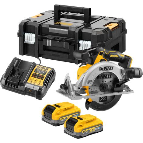 Scie circulaire portative sans fil DCS565S2T DeWALT, 55 mm, 18V, 2x 3,5 Ah Powerstack et chargeur dans TSTAK