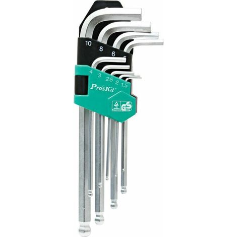 Jeu de Clés 6 pans à Tête Sphérique Courtes, 9 pcs, (1/5)
