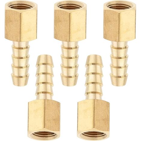 Laiton BSP Raccord Coupleur/Adaptateur 1/8-Pouce Femelle BSPP x1/4-Pouce(6mm) Tuyau Barbillon Pétrole Gaz Eau (paquet de 5) (1/4)