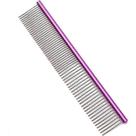 Peigne de toilettage professionnel 2-en-1 en acier inoxydable pour chiens et chats, disponible en 6 couleurs. (1/4)
