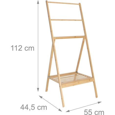 Portasciugamani decorativo pieghevole pratico da bagno 3 barre 85 x 30 x 30 cm in bambù naturale 130017758