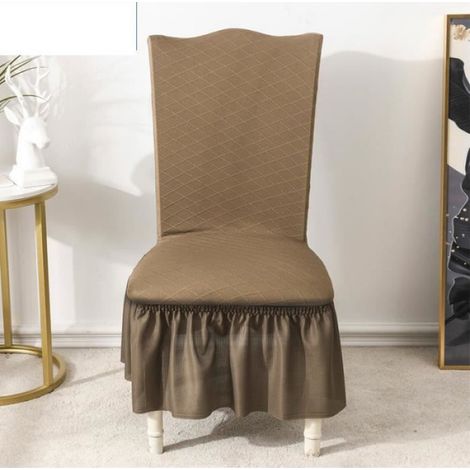 Housse de chaise, 2 pièces jacquard universelle housse de chaise housse de table de banquet (Curry léger) (1/4)