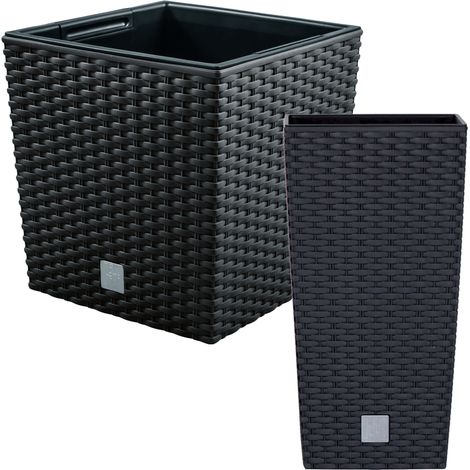 WELL HOME MOBILIARIO & DECORACIÓN Rato Blumentopf-Set 26,6 Liter in Anthrazit und Blumentopf 64 Liter in Schokoladenbraun (1/4)
