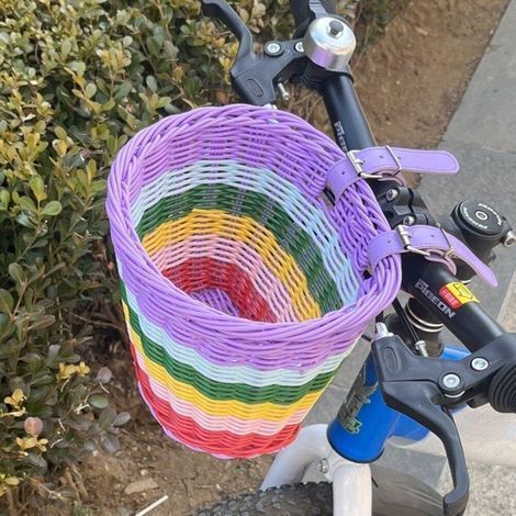 Panier de vélo tressé, panier de vélo coloré, panier de vélo avant (1/4)