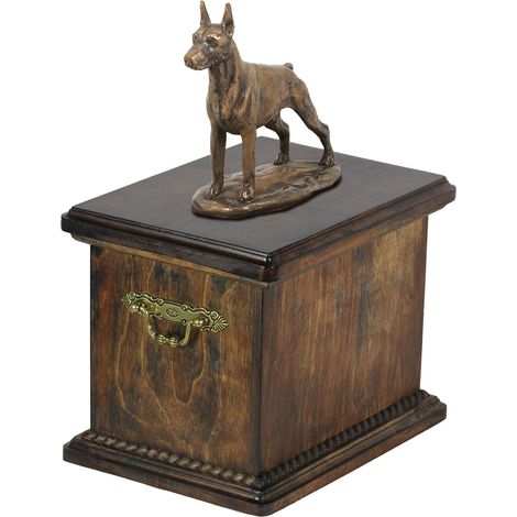 Dobermann, Dobermann I - Urne für Hundeasche, Urne mit Statuette, elegante Urne im klassischen Stil der Marke Art-Dog