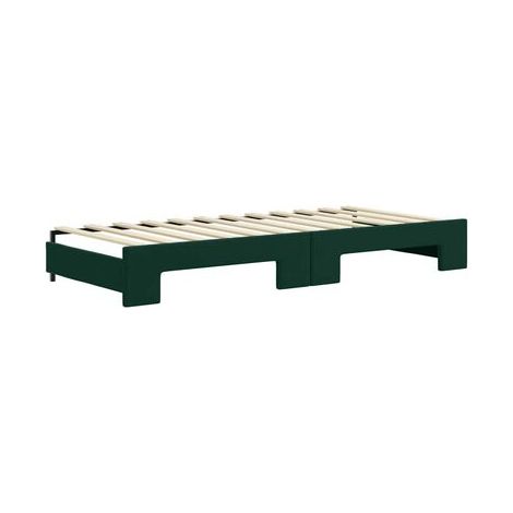 Banquette-lit à tiroirs, vert foncé, 80 × 200 cm, velours, velours doux et confortable, rangement pratique intégré, pour chambre, décor moderne, facile à assembler (1/5)