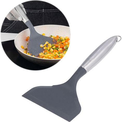 Spatule de Cuisine en Acier Inoxydable 304, Large pour Friture Anti-Adhésive, Gris (1/5)