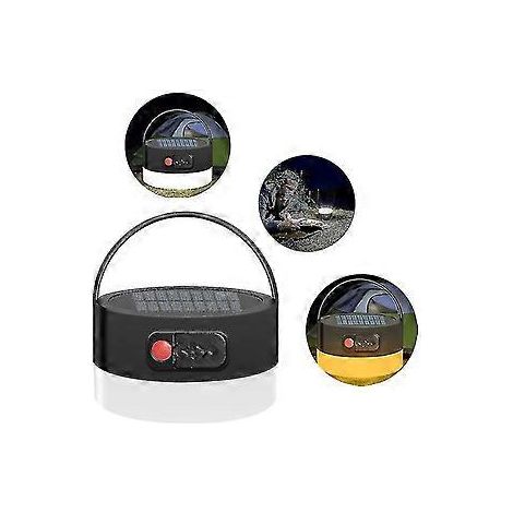 Lampe de camping, lampe torche solaire USB pour le camping, lampe de tente ronde et étanche, lanterne pour la randonnée, la pêche et les voyages en plein air (1/4)