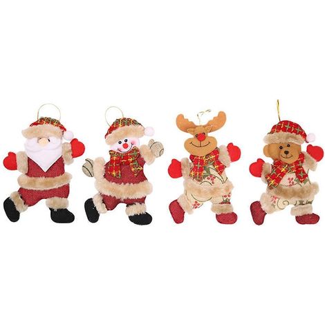12-teiliges Set Weihnachtsmann-Schneemann-Puppen-Weihnachtsbaumschmuck