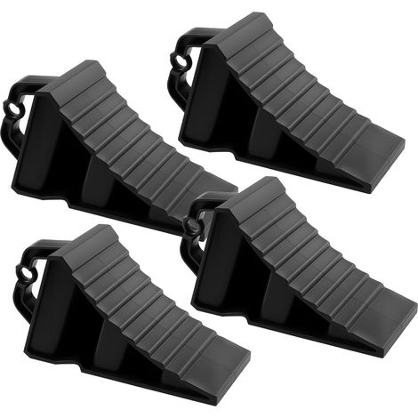 Set of 4 Car Wheel Chocks, 200 x 120 x 110 mm Camping Vans, Plastic Wheel Chocks, for Car, Camper, Trailer, Caravan with Black Handle Small (1/5)